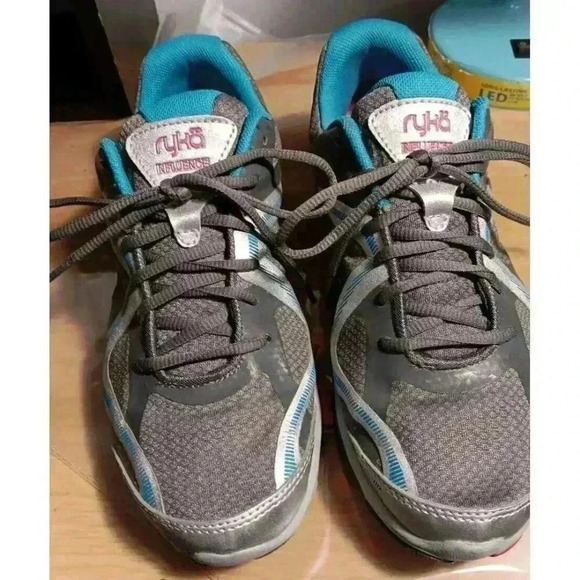 Ryka Women’s (7.5) Shoe Influence Dance Cross Training Grey‎ Silver Teal Blue - Picture 1 of 9